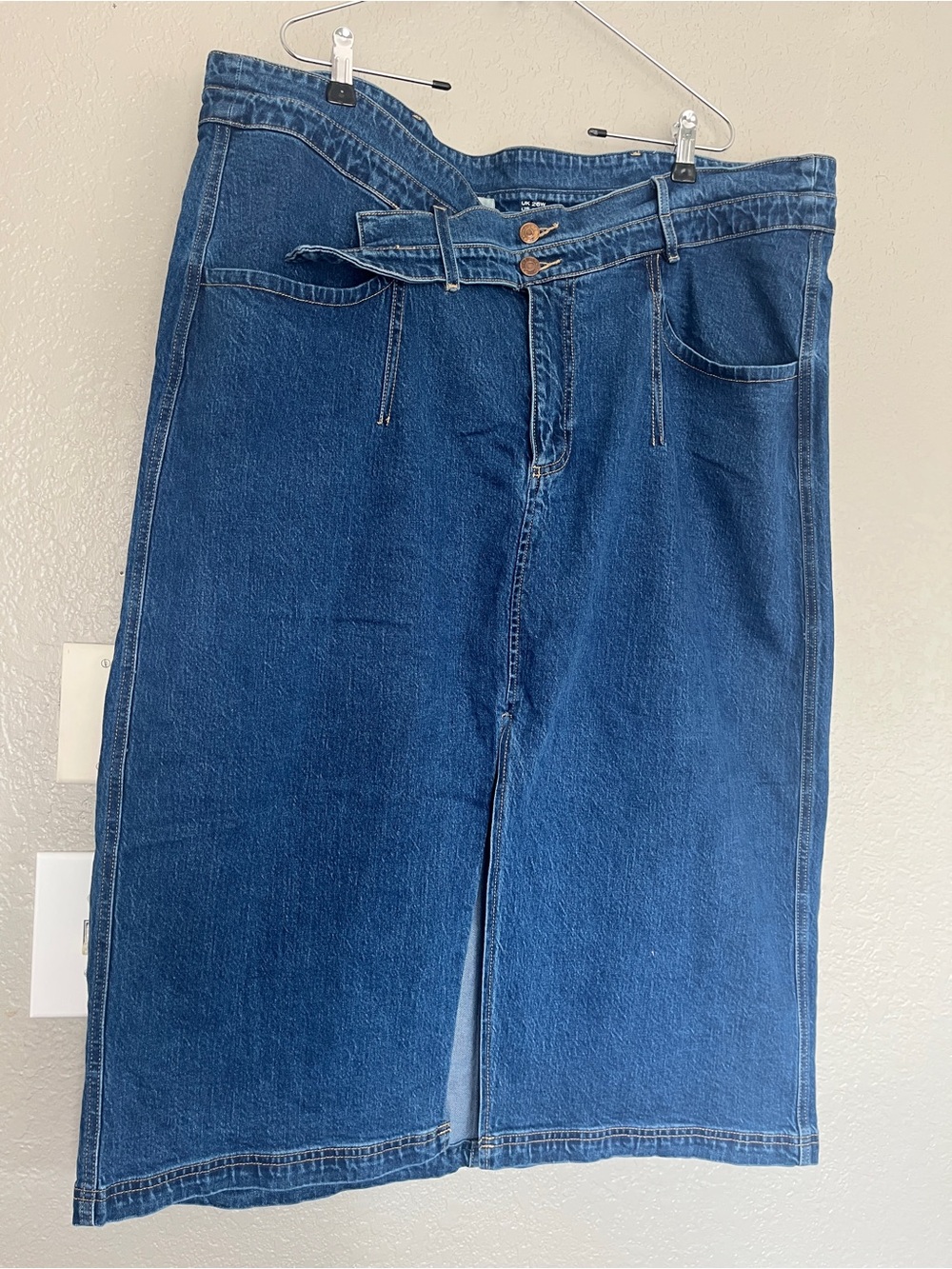 Pilcro Straight-Leg Denim Skirt in Classic Blue